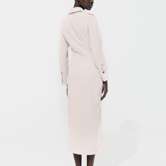 Zara DRAPED WAIST MIDI DRESS - Picture 3 of 9